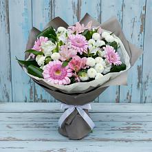 Букет цветов из:  Герберы, Альстромерии и Хризантемы в Зеленогорском Ставропольского края