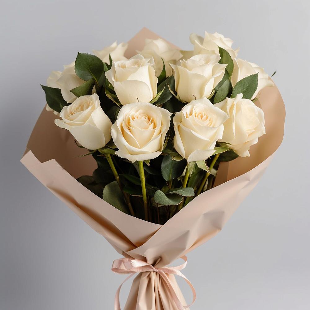 Букет 11 Белых роз Проуд в Зеленогорском Ставропольского края