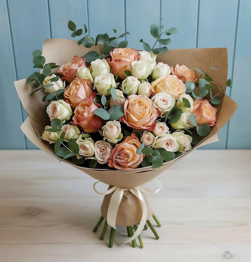 Букет цветов из: Альстромерии и Розы в Зеленогорском Ставропольского края