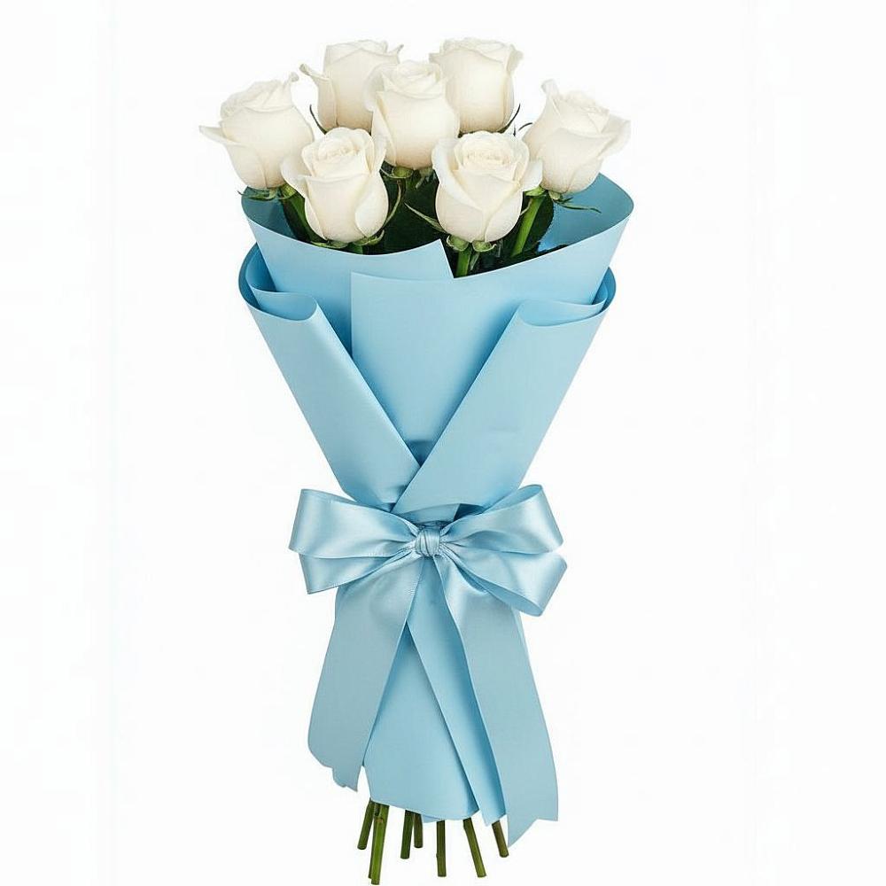 Букет 7 белых роз Проуд в Зеленогорском Ставропольского края