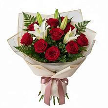 Букет цветов из:  Лилии и Розы в Зеленогорском Ставропольского края