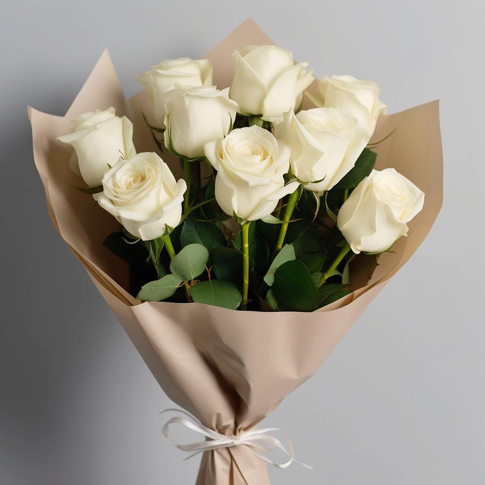 Букет 9 Белых роз Эдлесс Лав в Зеленогорском Ставропольского края