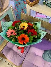 Букет цветов из:  Герберы, Хризантемы и Альстромерии #REPLACE_PRED# Зеленогорском Ставропольского края