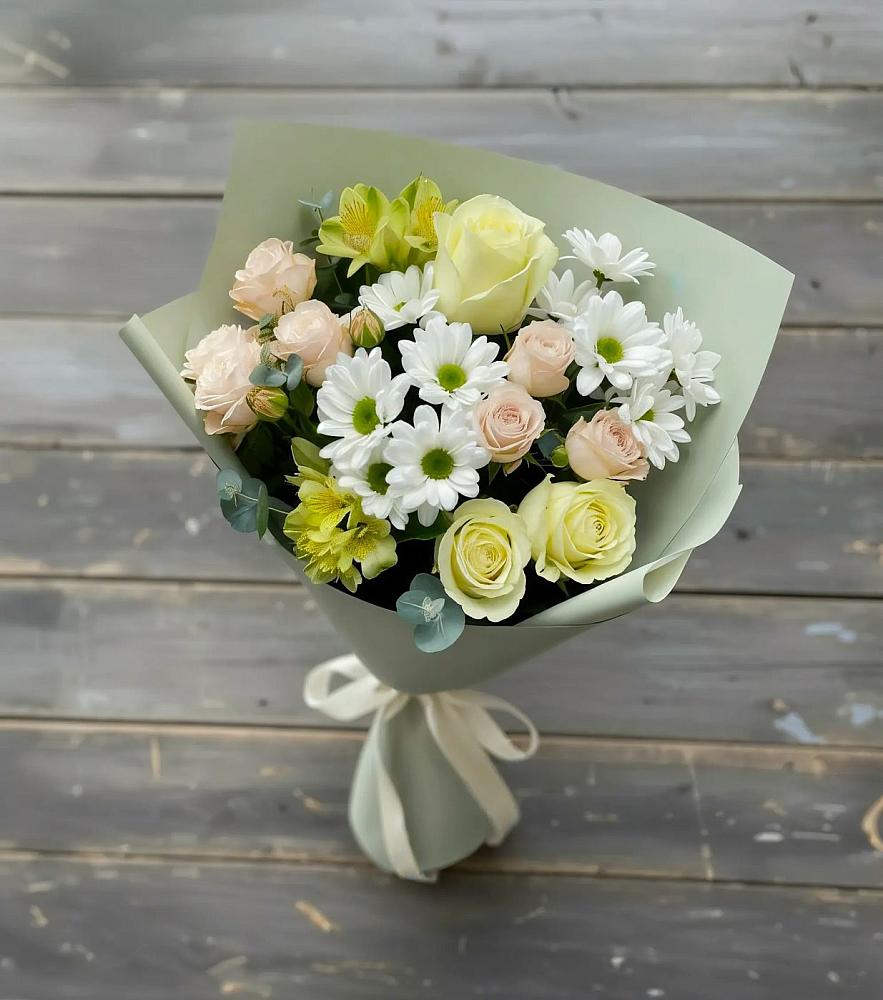 Букет цветов из: Альстромерии, Розы и Хризантемы в Зеленогорском Ставропольского края