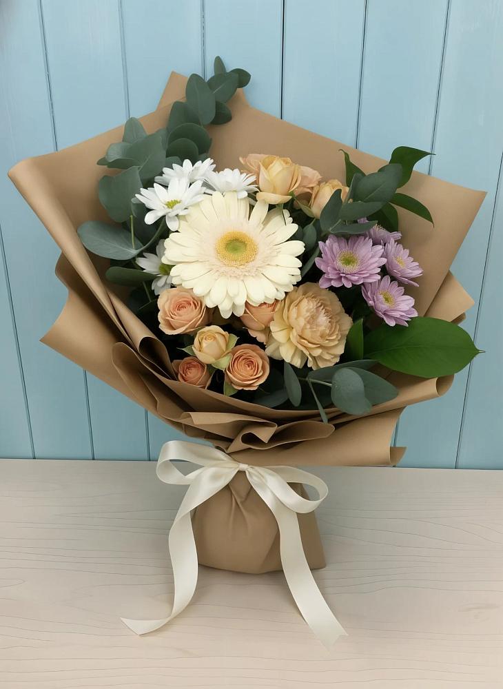 Букет цветов из: Герберы и Хризантемы в Зеленогорском Ставропольского края