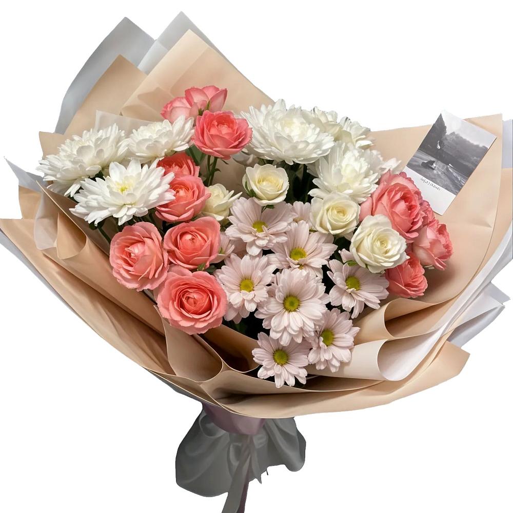 Букет цветов из: Розы и Хризантемы в Зеленогорском Ставропольского края