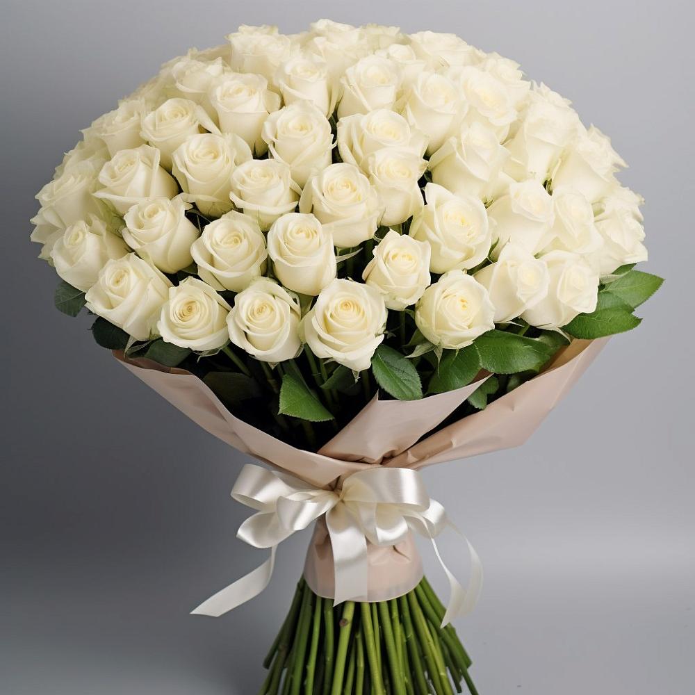 Букет 101 беля роза Белоснежка в Зеленогорском Ставропольского края