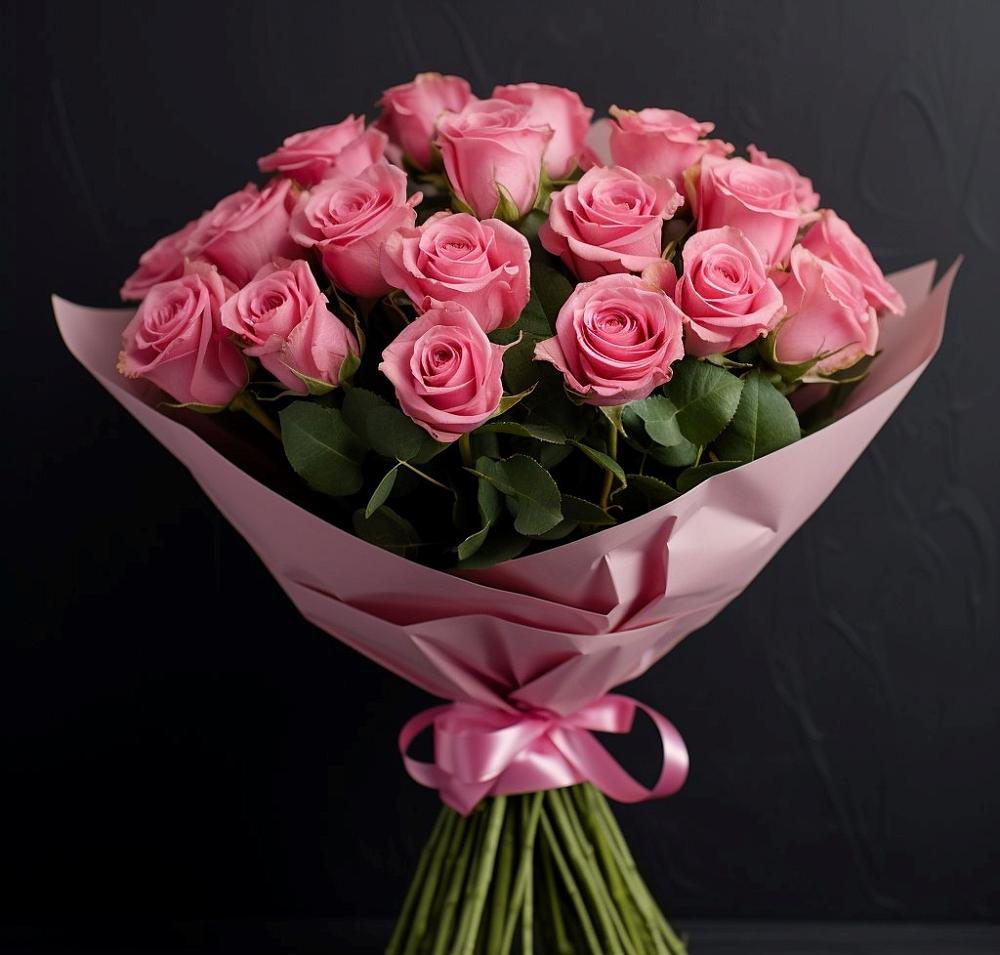 Букет 25 розовых роз в Зеленогорском Ставропольского края