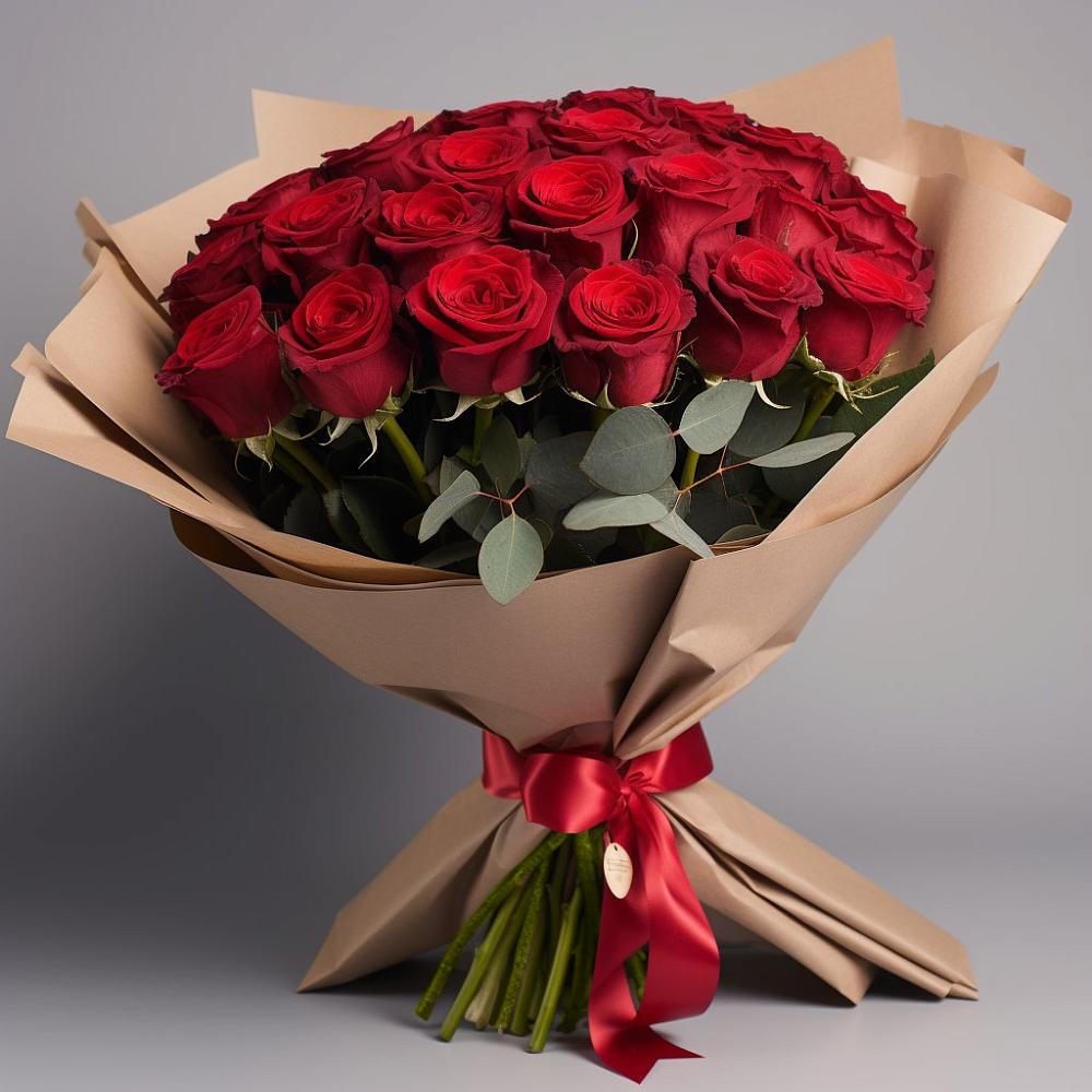 Букет 25 Красных роз Лотус в Зеленогорском Ставропольского края