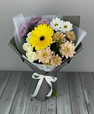 Букет цветов из:  Розы, Герберы и Хризантемы в Зеленогорском Ставропольского края