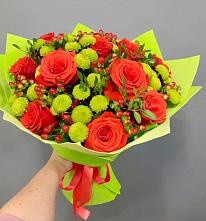 Букет цветов из:  Хризантемы и Розы в Зеленогорском Ставропольского края