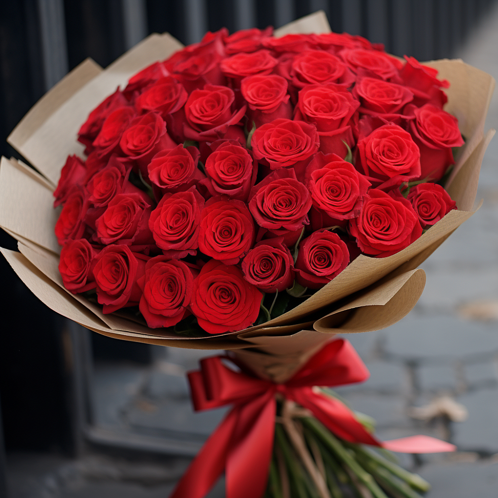 Букет 51 Красная роза Эдлесс Лав в Зеленогорском Ставропольского края