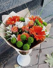Букет цветов из:  Герберы, Хризантемы, Альстромерии и Розы в Зеленогорском Ставропольского края