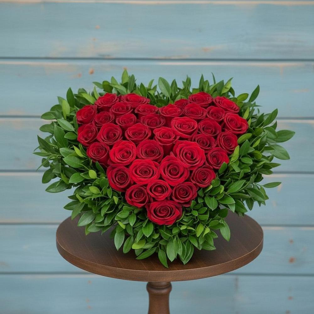 Цветочная композиция из Розы в виде сердца в Зеленогорском Ставропольского края