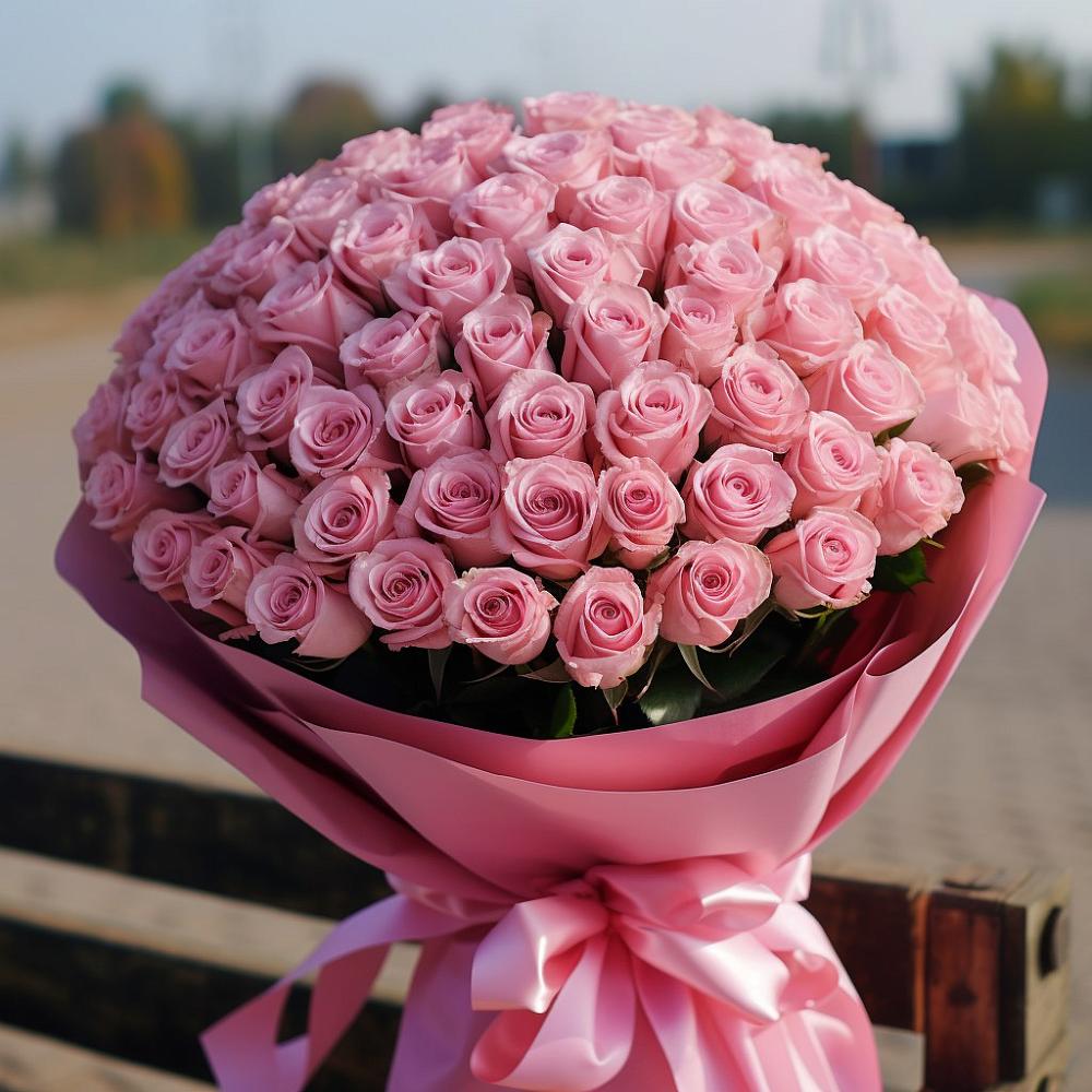 Букет 101 Розовая роза Хэвэн в Зеленогорском Ставропольского края