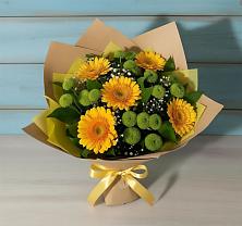 Букет цветов из:  Герберы и Хризантемы в Зеленогорском Ставропольского края