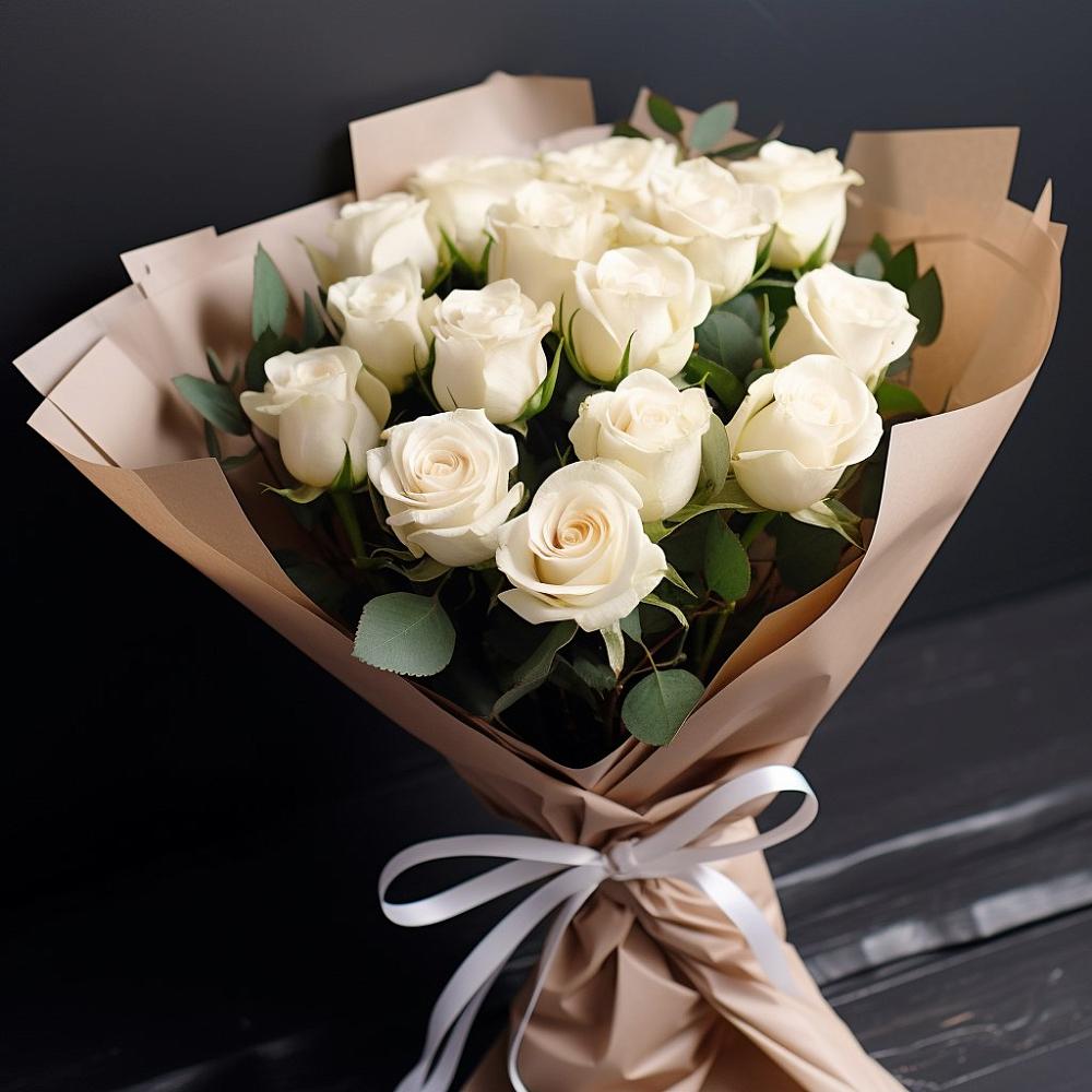 Букет 15 Белых роз в Зеленогорском Ставропольского края