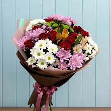 Букет цветов из:  Розы, Хризантемы и Альстромерии в Зеленогорском Ставропольского края