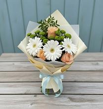 Букет цветов из:  Герберы, Розы и Хризантемы в Зеленогорском Ставропольского края