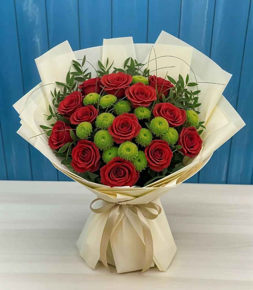 Букет цветов из: Розы и Хризантемы в Зеленогорском Ставропольского края