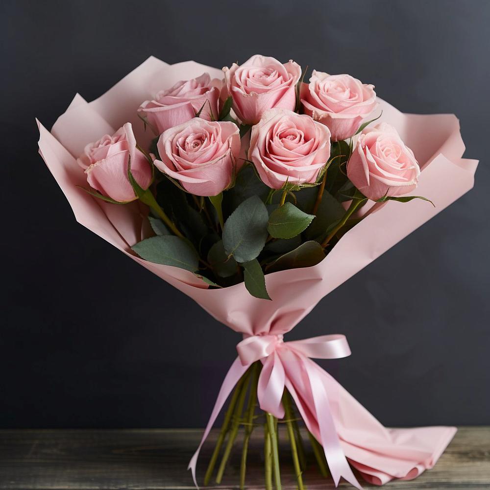 Букет 7 розовых роз в Зеленогорском Ставропольского края